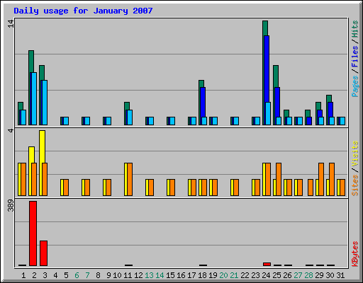 Daily usage for January 2007