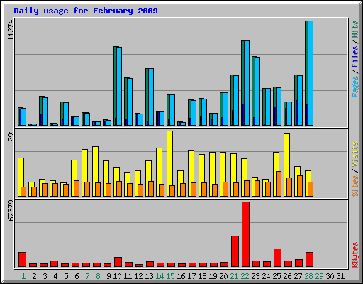 Daily usage for February 2009