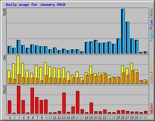 Daily usage for January 2010