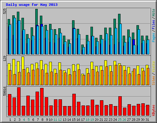 Daily usage for May 2013