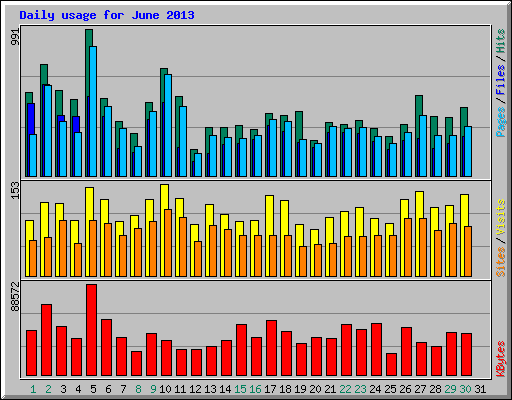 Daily usage for June 2013