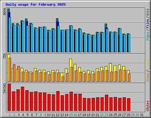 Daily usage for February 2025