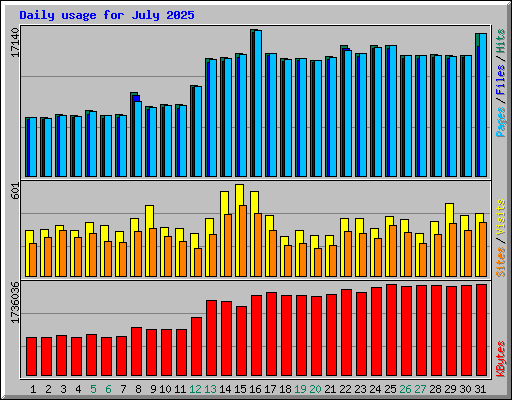 Daily usage for July 2025