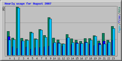 Hourly usage for August 2007