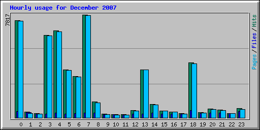 Hourly usage for December 2007