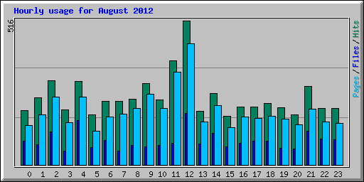 Hourly usage for August 2012